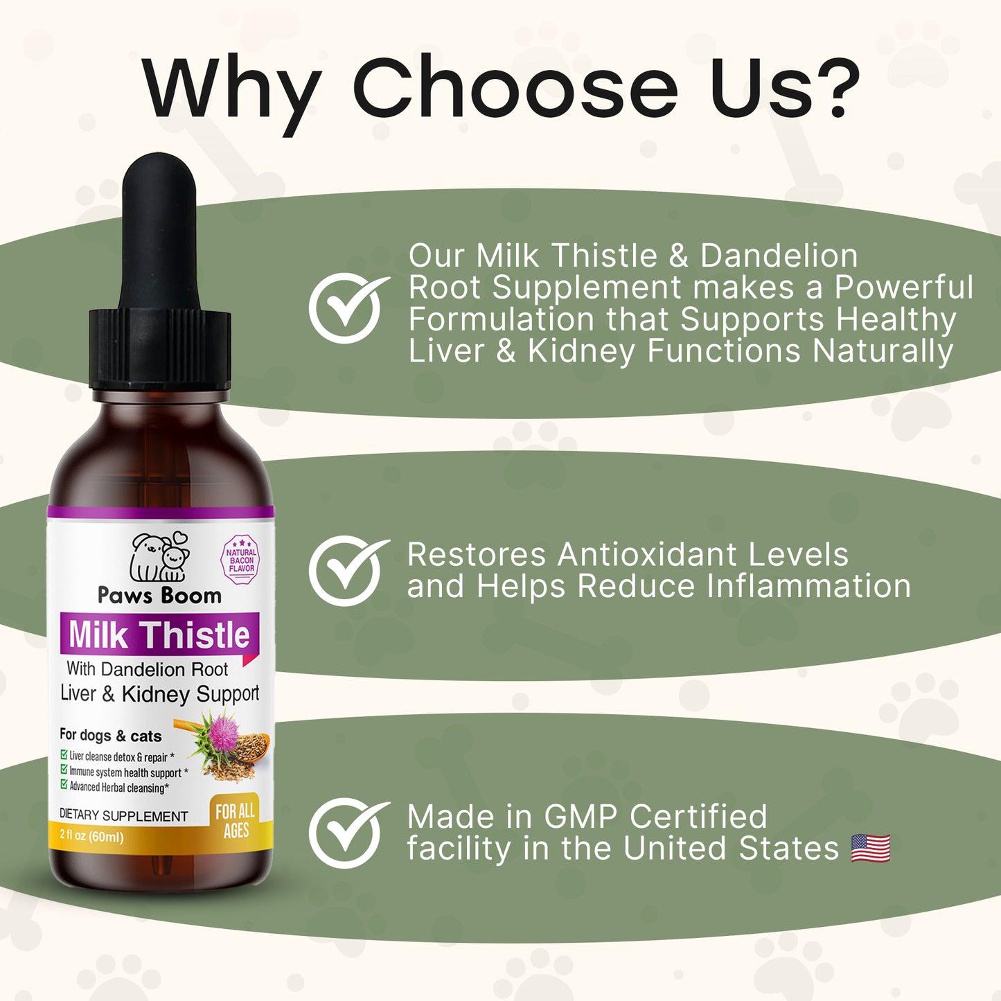 Milk Thistle for Dogs and Cats | Liver Cleanse Detox & Repair with Dandelion Root | Kidney Support Supplement| Herbal Remedy | Denamarin for Dogs| Natural Liquid Vitamins| Bacon Flavor | 2 oz (60 ml)